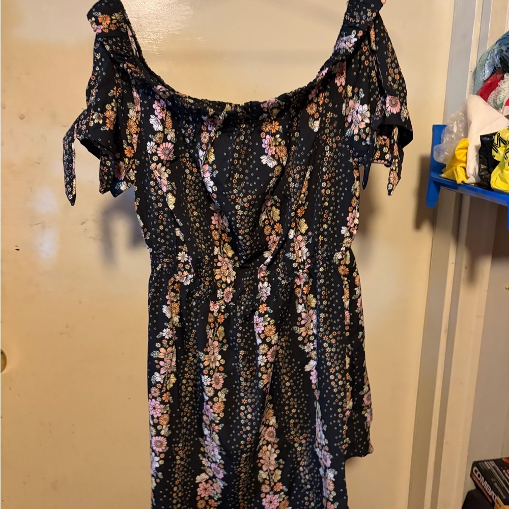Black Floral Off-Shoulder Summer Dress